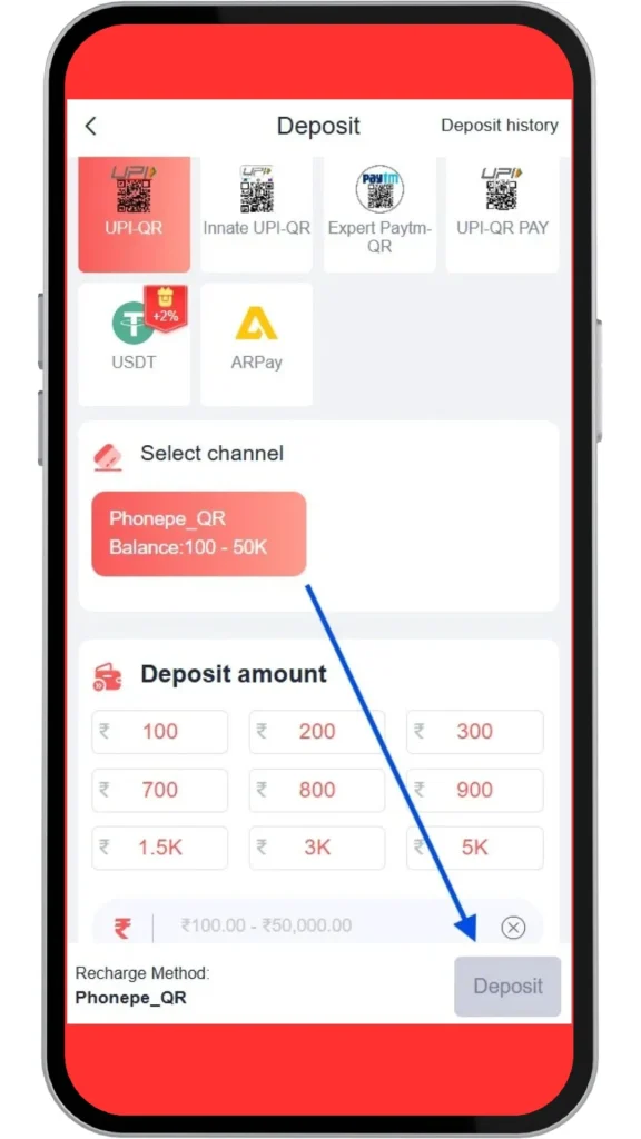 click deposit button