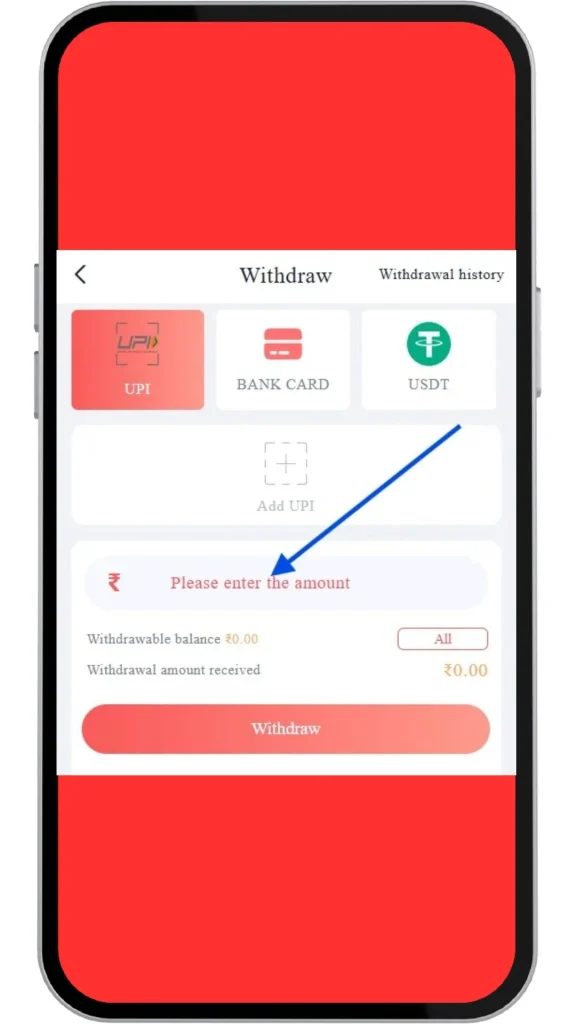 enter the withdrawal amount
